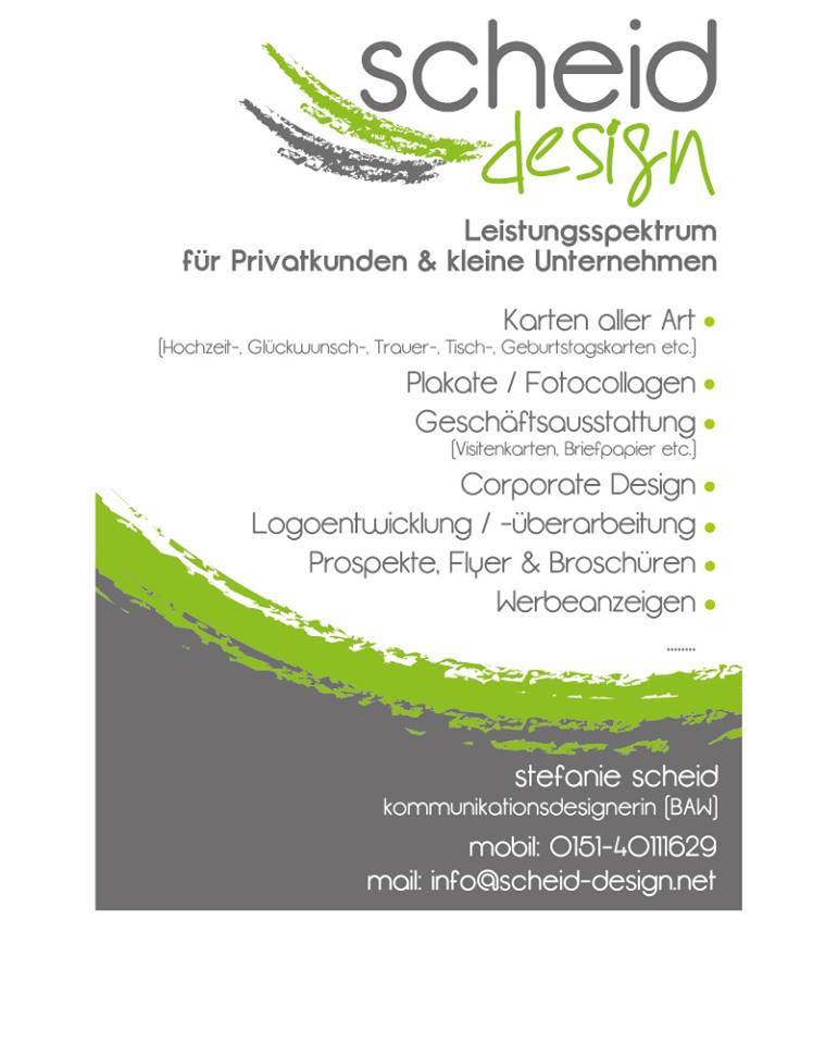 Scheid Design, Grafik, Design, Leerstetten, N�rnberg, Gl�ckwunschkarten, 
Corporate Design, Logoentwicklung, Flyer, Prospekte, Brosch�ren, Geburtstagskarten, Werbeanzeigen